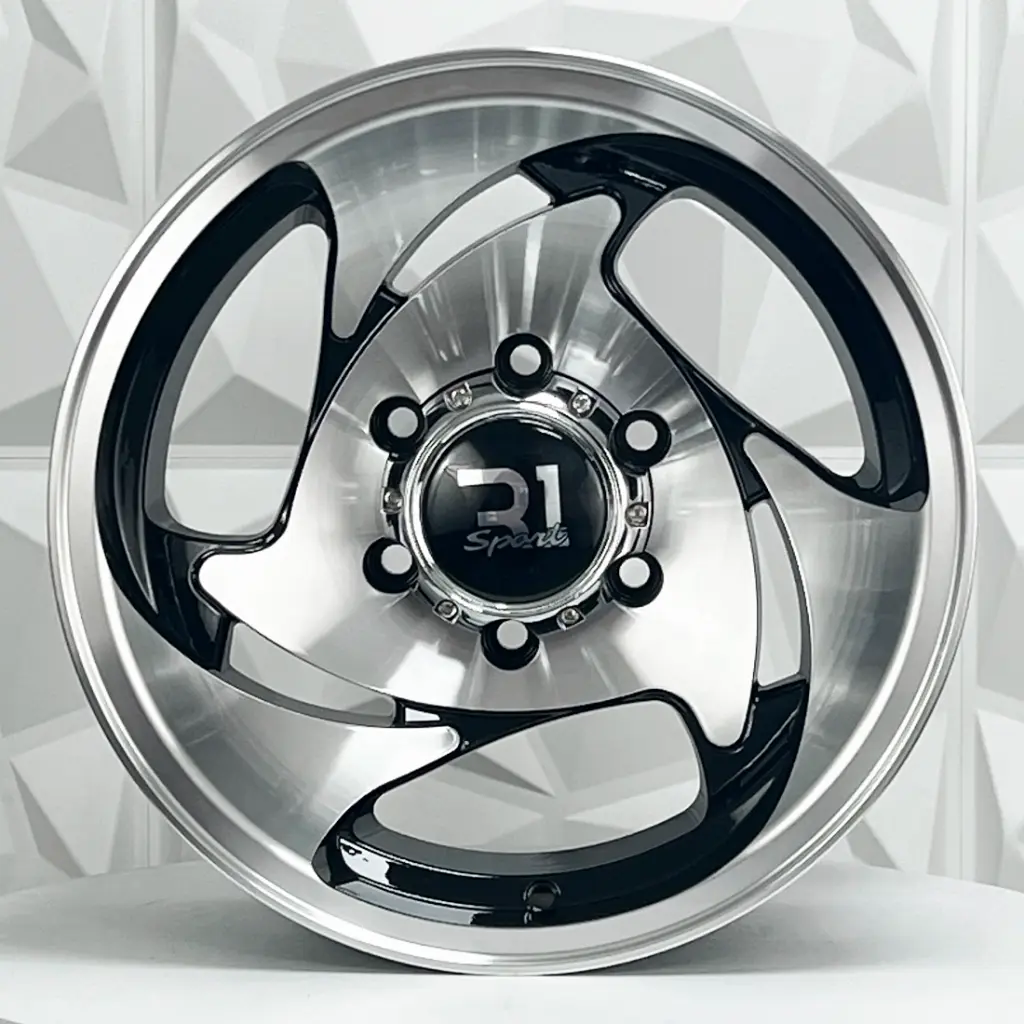 RIN 15X8 6-114.3 R1 SPORT 1070 BLACK MACHINE FACE MACHINE LIP ET-15 CB73.1