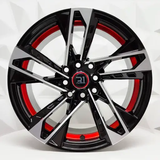 [157602F] RIN 15X7.5 4-100/114.3 R1 SPORT JCW39/MG02 BLACK MACHINE FACE RED UNDERCUT ET10 CB73.1